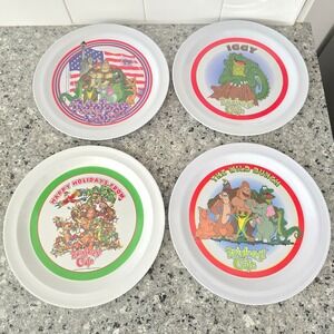 Vtg Y2K Rainforest Cafe Melamine Plates 10" Set of 4 Wild Bunch Iggy Holiday